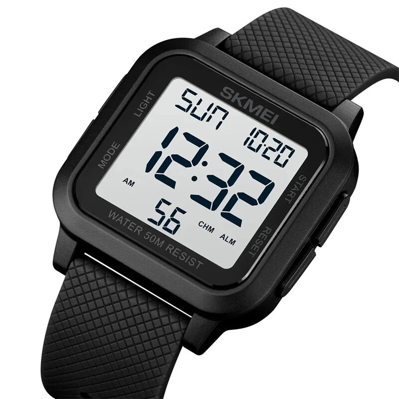 (image for) SKMEI Square Large Screen Men Sports Electronic Watch Waterproof Watch Night Light Digital Wrist Watches, Suitable For Boys And Girls, Birthday Gift