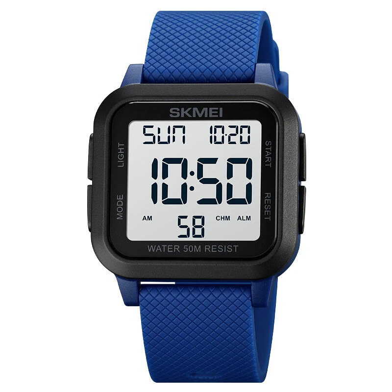 (image for) SKMEI Square Large Screen Men Sports Electronic Watch Waterproof Watch Night Light Digital Wrist Watches, Suitable For Boys And Girls, Birthday Gift