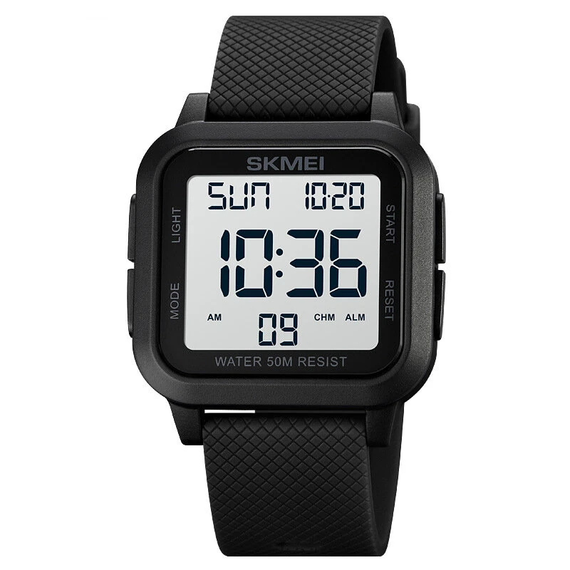 (image for) SKMEI Square Large Screen Men Sports Electronic Watch Waterproof Watch Night Light Digital Wrist Watches, Suitable For Boys And Girls, Birthday Gift