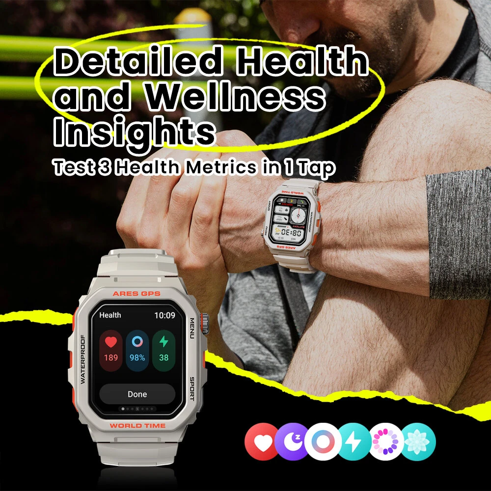 (image for) [World Premiere]Zeblaze Ares GPS Rugged 1.75 inch HD 3 ATM Detailed Health and Wellness Insights bluetooth Calls Assistant Smart Watch