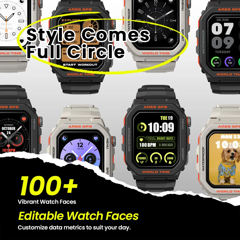 (image for) [World Premiere]Zeblaze Ares GPS Rugged 1.75 inch HD 3 ATM Detailed Health and Wellness Insights bluetooth Calls Assistant Smart Watch