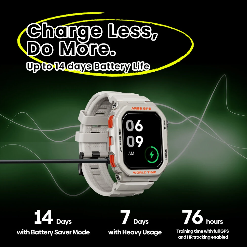 (image for) [World Premiere]Zeblaze Ares GPS Rugged 1.75 inch HD 3 ATM Detailed Health and Wellness Insights bluetooth Calls Assistant Smart Watch