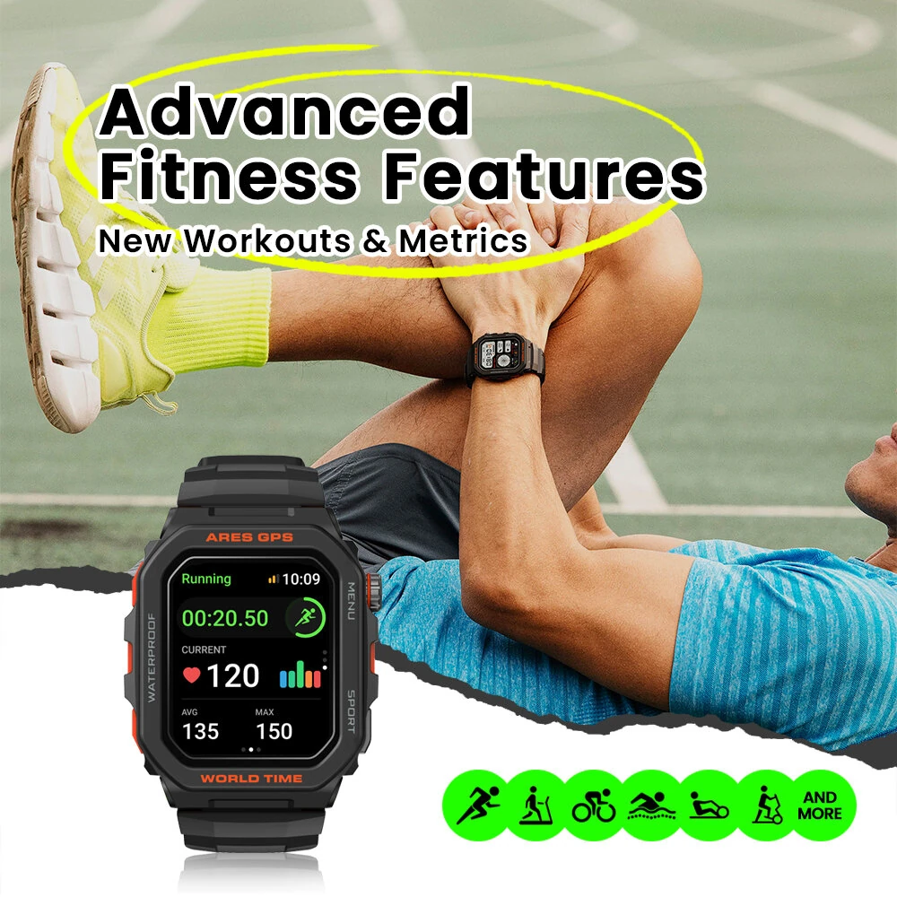 (image for) [World Premiere]Zeblaze Ares GPS Rugged 1.75 inch HD 3 ATM Detailed Health and Wellness Insights bluetooth Calls Assistant Smart Watch