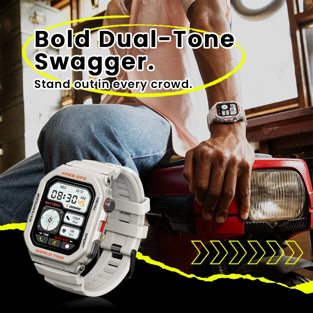 (image for) [World Premiere]Zeblaze Ares GPS Rugged 1.75 inch HD 3 ATM Detailed Health and Wellness Insights bluetooth Calls Assistant Smart Watch